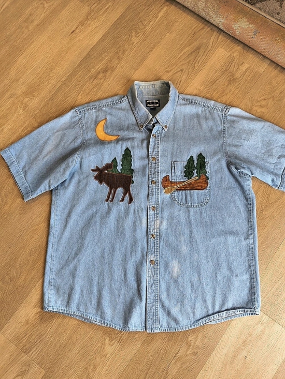 Vintage Three Rivers Embroidered Denim Shirt Size XL